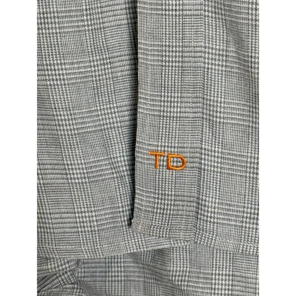 Thomas Dean Mens Pima Cotton Gray Plaid Flip Cuffs Casual Shirt L - Picture 4 of 8